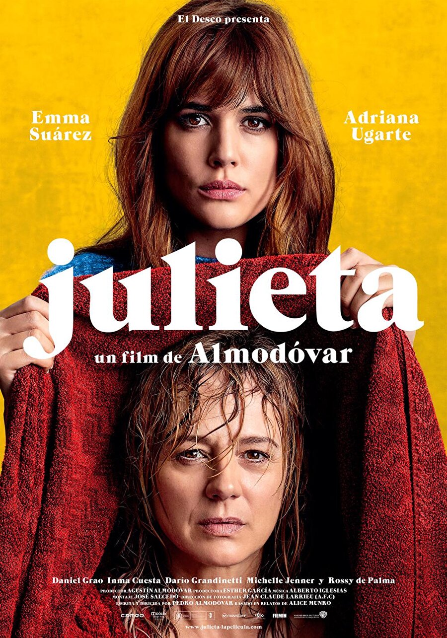Julieta / Pedro Almadovar
Her filmi olay yaratan Pedro Almodovar'ın 20. filmi Julieta, bir kadının hayatının gizemlerine uzanan bir yolculuğu anlatıyor.
Nobel Ödüllü Kanadalı yazar Alice Munro'nun üç öyküsünden uyarlanan ve “Almodovar'ın 5 yıldızlı dönüşü” sözleriyle övülen Julieta, dünya ilkgösterimini yaptığı Cannes Film Festivali'nde Altın Palmiye için yarıştı.
Julieta, Almodovar'ın olgunluk döneminin en iyi örneklerinden biri olarak dikkat çekiyor.