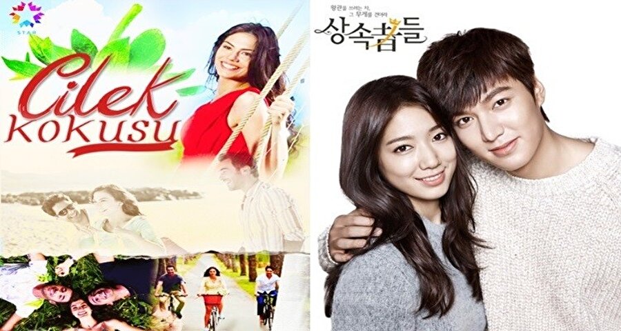 Çilek Kokusu – The Heirs
Çilek Kokusu'nun yönetmen koltuğunda Filiz Gülmez Pakman ve Adnan Güler var. Başrollerini Demet Özdemir, Yusuf Çim, Ekin Mert Daymaz, Mine Tugay, Mahir Günşiray ve Laçin Ceylan'ın paylaştığı dizi birbirlerine zıt hayatları olan Aslı ve Burak'ın tesadüflerle dolu hikayesini anlatıyor. Bodrum'da tesadüfen tanışan ve bir maceranın içine sürüklenen Aslı ve Burak İstanbul'a döndükten sonra Aslı'nın annesinin Burak'ın evinde hizmetçi olarak çalışması ile birlikte bir kez daha karşılaşır. Aşk da kaçınılmaz olarak gelir.
Tutmadığı için saati değiştirilen, daha sonra da final yapan dizi Güney Kore'nin en meşhur dizilerinden
The Heirs'in uyarlaması. Amerika'da tanışan Kim Tan ve Cha Eun Sang, Güney Kore'ye döndükten sonra Eun Sang'ın hizmetçi olan annesi ile birlikte Kim Tan'ın evine yerleşmesiyle zorluklarla dolu bir maceranın içine sürüklenir.