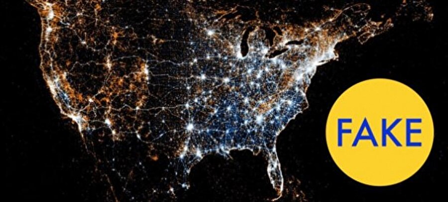 Bu fotoğrafın ABD'nin uzaydan gece görünüşü olduğu iddia edildi. Ancak bu doğru değil. Bu fotoğraf ABD'de gece Flickr ve Twitter'daki hareketleri gösteriyor.
