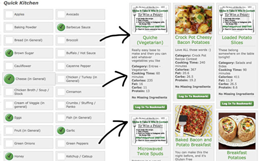 myfridgefood.com

                                    
                                    
                                    
                                    Dolabınızda bulunan ürünleri işaretleyerek hangi yemekleri yapabileceğiniz konusunda fikir alabilirsiniz.

                                
                                
                                
                                