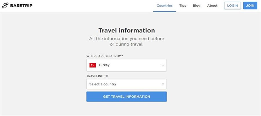 thebasetrip.com

                                    
                                    
                                    
                                    Seyahat etmeyi sevenler için tam bir başucu sitesi. İsminden de anlaşılacağı üzere gitmek istediğiniz ülke hakkında oldukça temel ancak hayati bilgiler sunuyor.
                                
                                
                                
                                