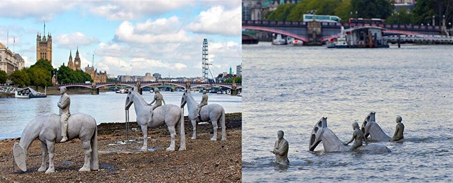Thames / İngiltere

                                    Heykeller gün içinde birkaç kez görünebiliyor. Heykeller, iklim değişikliğine dikkat çekmek için nehre yerleştirilmiş. 
                                