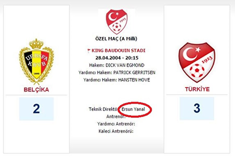 Milli takımımızın 3-2 galip geldiği maçta takımın başında Ersun Yanal’ın bulunduğu ve deneyimli eldivenin Yanal yönetiminde milli olduğu görülüyor.
