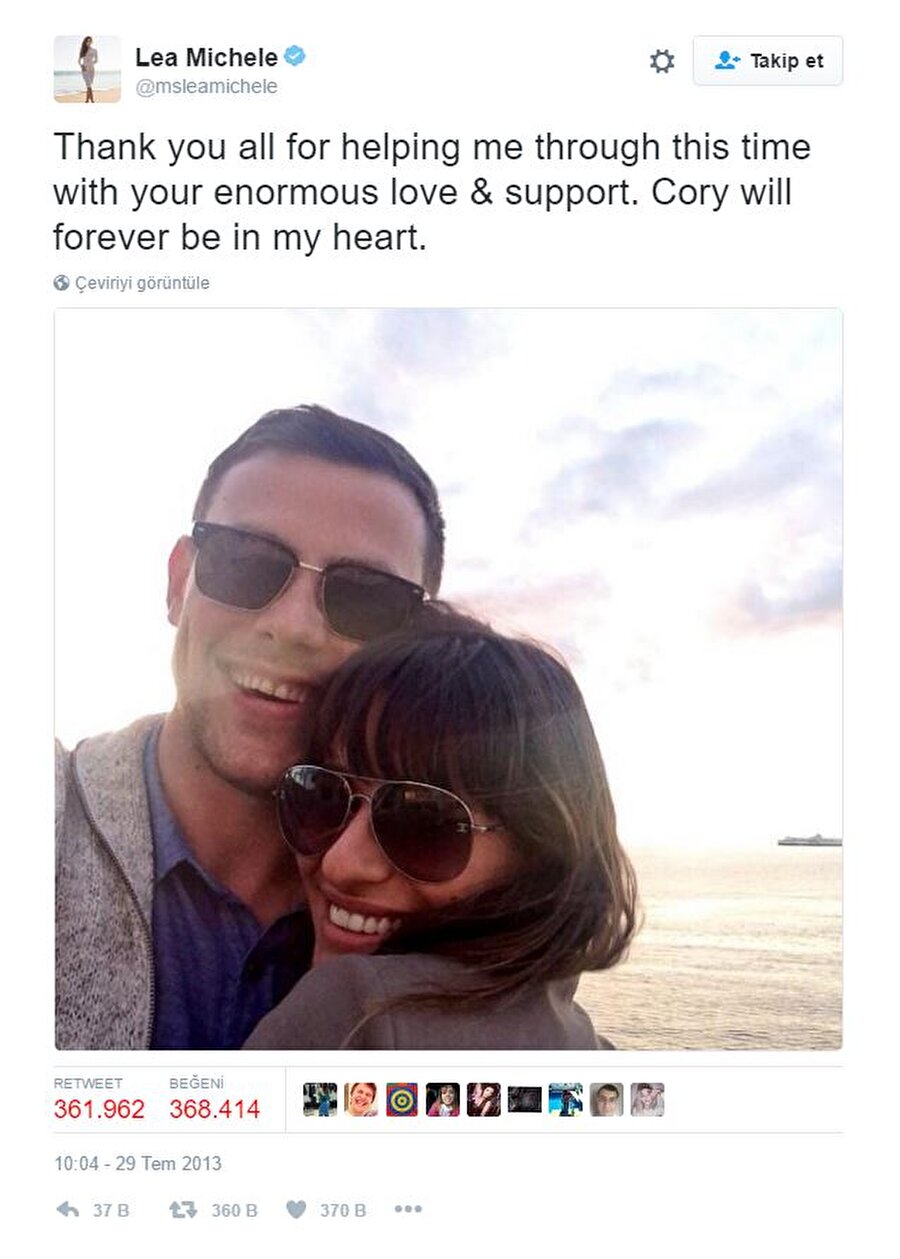 Sevgilisinin ölümü üzerine Lea Michele'nin tweeti

                                    
                                    
                                
                                