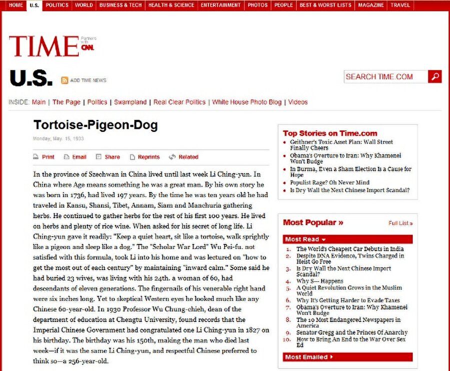 Büyük sır: Uzun yaşamanın sırrı 

                                    
                                    
                                    
                                    
                                    
                                    O bu kadar uzun yaşamasındaki sırrı 4 koşula bağlıyor:
+ 
Dingin zihin
+ Kaplumbağa gibi oturmak
+ Bir güvercin gibi neşeli yürümek
+ Bir köpek gibi uyumak
"Benzetmeleri değişik olsa da söylemek istediği şey; nefes teknikleriyle birlikte sakin ve huzurun inanılmaz uzun bir ömre sahip olmaktır. 
Bu konuşma 15 Mayıs 1933 tarihinde Time'ın "Tortoise-Pigeon-Dog" başlıklı makalesinde yer almıştır."




                                
                                
                                
                                
                                
                                