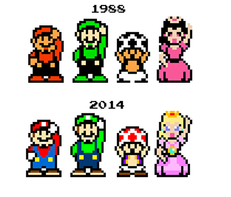 Luigi'nin Mario'dan daha uzun, daha sıska olması sonraki oyunlarda (ikinci Mario'da) ortaya çıkmıştır

                                    

                                