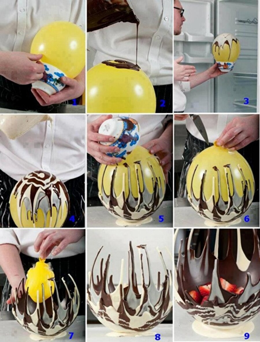
                                    Bir balon yardımıyla çikolatan çok şık tabaklar hazırlayabilirsiniz.
                                