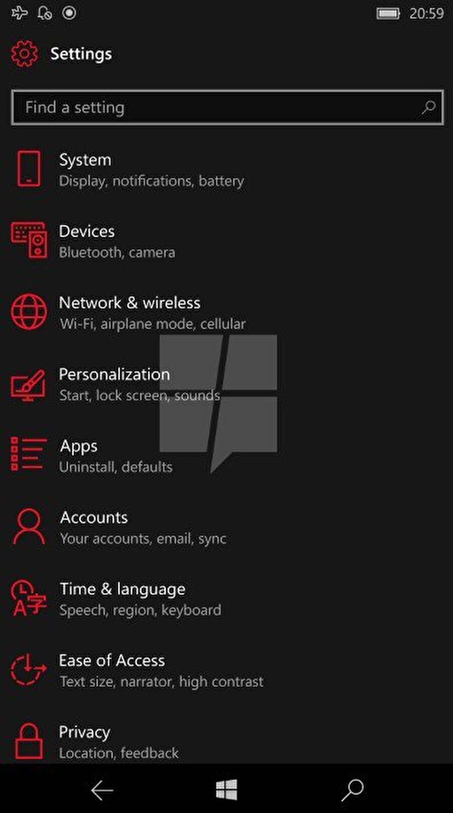 Yenilenen Ayarlar menüsü 

                                    Windows 10 Mobile Creators güncellemesiyle gelen önemli yeniliklerden biri de Ayarlar menüsünün artık çok daha kullanışlı bir yapıya bürünüyor olması.
                                