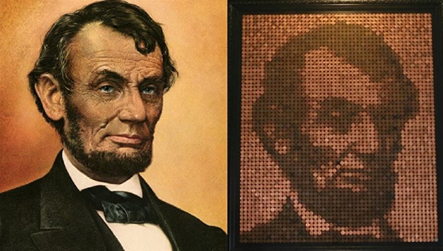 Portre
Bozuk paralar ile yapılabilecekler arasında güzel bir portre bulunmaktadır. Örneğin bu tablo Abraham Lincoln'ün portresidir. Ve tam tamına 31.11 dolar ile yapılmıştır. Bu hobinin bir marketi de bulunmaktadır. Yani bir kişiye kendi portresini hediye edebilirsiniz.