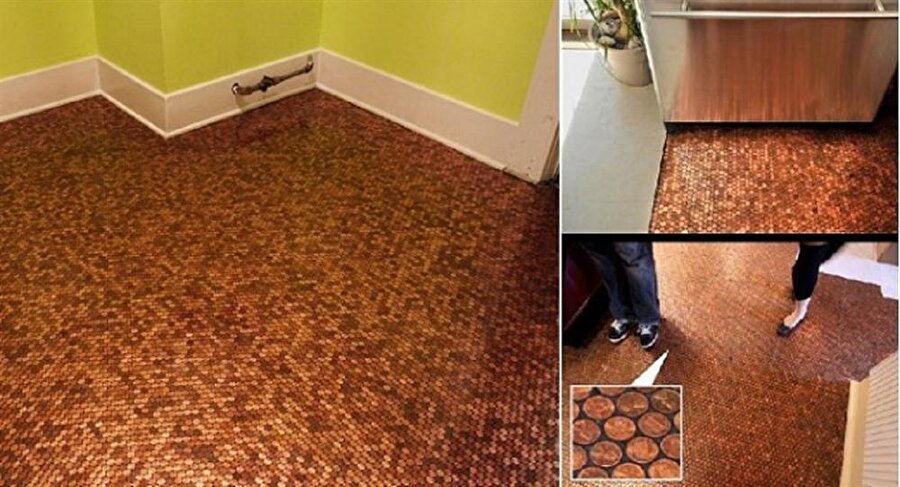 Zemin kaplama
The Standart Grill adlı restoran New York'ta bulunmaktadır. Hayal güçleri sayesinde akıllarına gelen bu fikri uygulama koymuşlar ve restoranın tüm zeminini bozuk paralar ile kaplamışlar. Ne kadar güzel göründüğü belli olmakta.