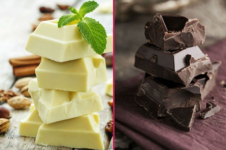 Beyaz çikolata-Normal çikolata

                                    Sadece birinin beyaz birinin kahverengi olması değil bu çikolataları birbirinden ayıran özellik. Aksine beyaz çikolata aslında tam olarak bir çikolata değildir. Çünkü normal çikolatanın içerisinde kakao, kakao yağı ve şeker bulunurken beyaz çikolata; kakao yağı ve şeker temellidir. 
                                