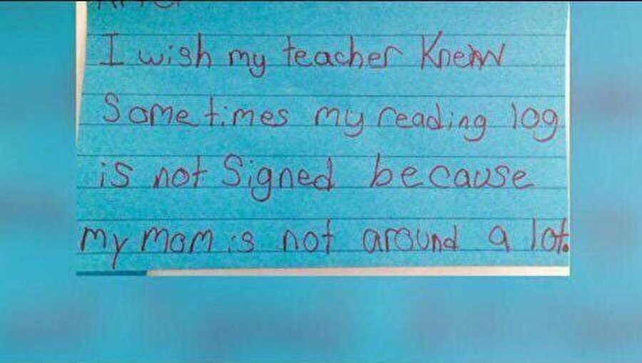 En yakınını, en uzağınmışcasına özlemek...
Kağıtta yazılı olan not: "Keşke annem ortalarda gözükmediği için okuma günlüğümün bazen imzalanmadığını öğretmenim bilseydi"