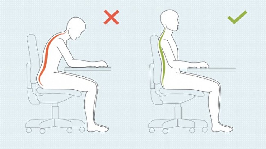 Nasıl doğru oturulur?
Ayaklar yerde düz bir şekilde durmalı, sırt sandalyeye yaslanmalıdır.
(Kaynak: brightside.me)
