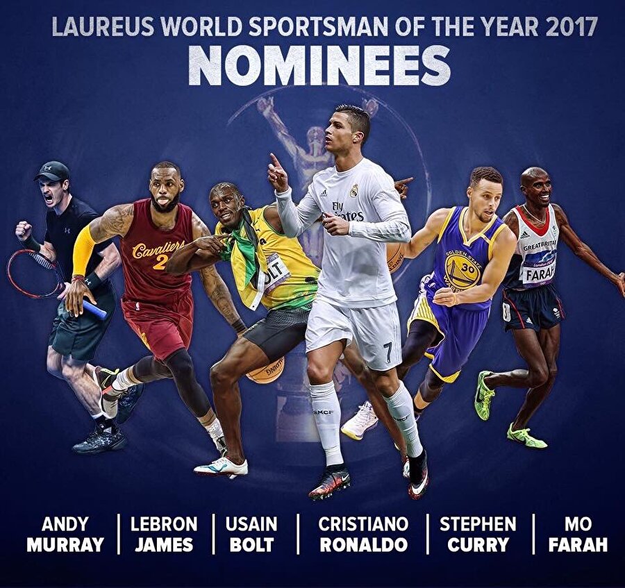Yılın Erkek Sporcusu Adayları

                                    LeBron James
Stephen Curry
Cristiano Ronaldo
Usain Bolt
Andy Murray
                                
