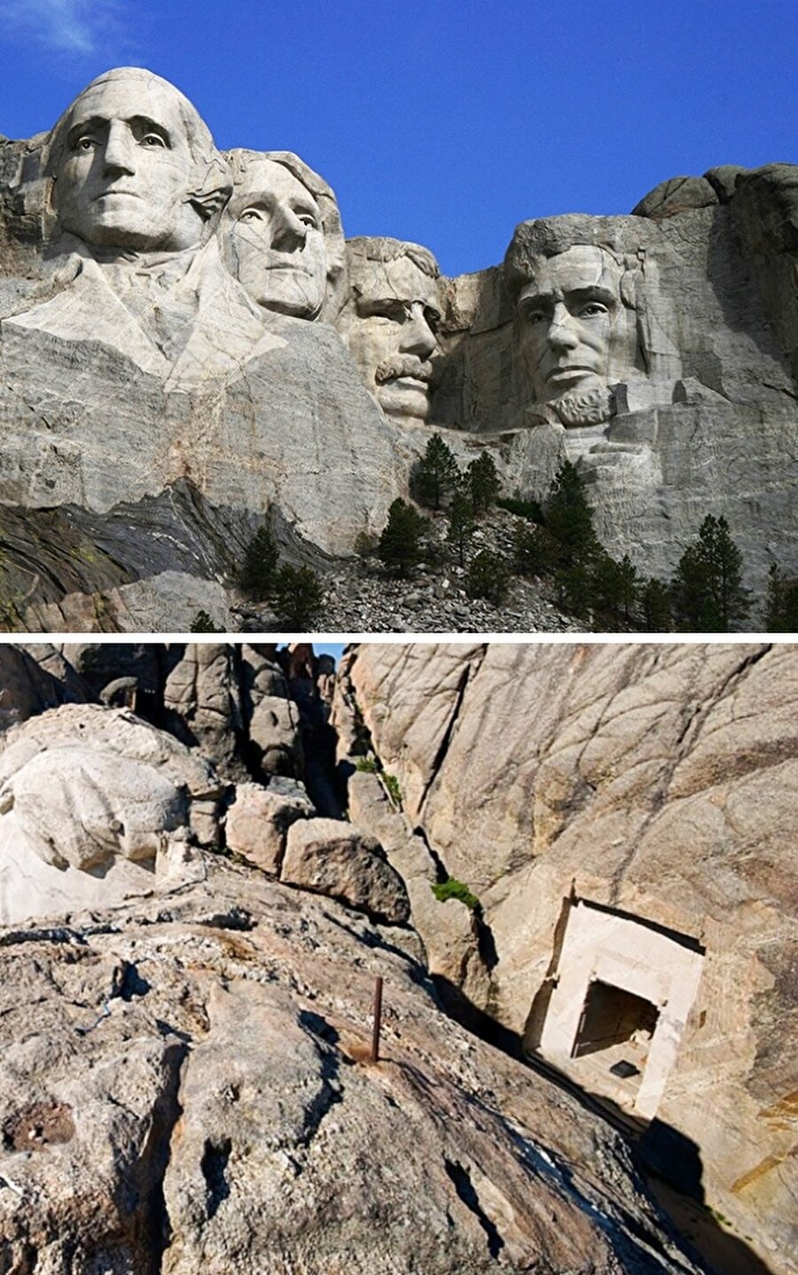 Rushmore Dağı’nda bulunan zaman kapsülü

                                    
                                    Bu ünlü anıtın inşası sürerken mimar Gutzon Borglum, gelecek nesillerin ulaşabilmesi için gizli bir oda yapmak istedi. Amacı Amerikan tarihinden bilgiler ve kayıtları gelecek nesillere aktarabilmekti. Abraham Lincoln'ün hemen kafasının arkasında bulunan bu oda yapımı sürerken mimar öldü. Ölümünden yaklaşık 50 yıl sonra bu oda görevi devam etti ve Amerika başkanlarının anıları bu odaya konuldu. 
                                
                                