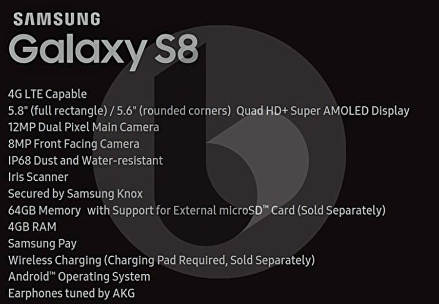 Galaxy S8'in belli olan özellikleri şöyle:

                                    
                                    
                                    
                                
                                
                                