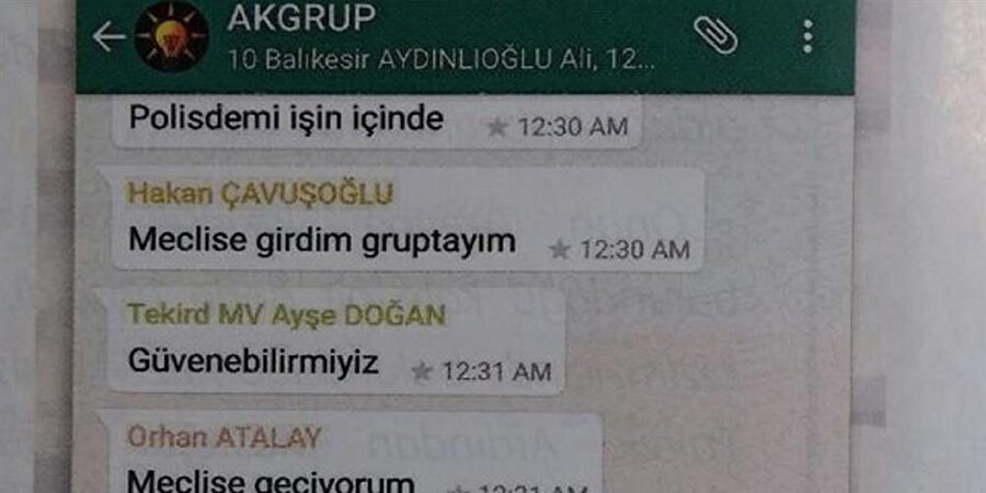 Darbe gecesi AK Parti milletvekillerinin WhatsApp konuşması