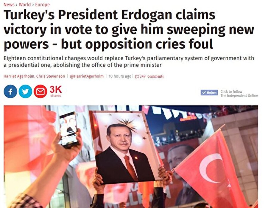 The Independent
Erdoğan, kendisine yeni güçler verecek oylamada zafer iddia ediyor ancak muhalifler itiraz ediyor