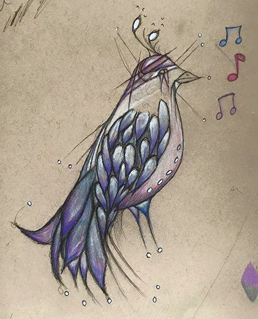 "Bu kuş bana şarkılar söyler"

                                    
                                    
                                    Resmettiği kuşun, kendine şarkılar söylediğini iddia ediyor. 
                                
                                
                                