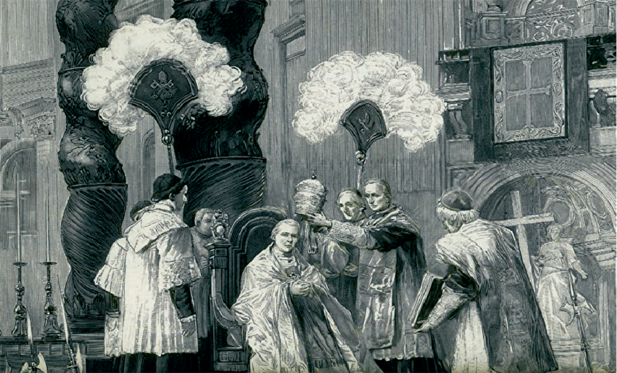 Aziz Petrus’ta tarihî anlar Roma’da Aziz Petrus Bazilikası’nda Papa X. Pie’nin (1835-1914) 4 Ağustos 1903’teki taç giyme anından bir kare