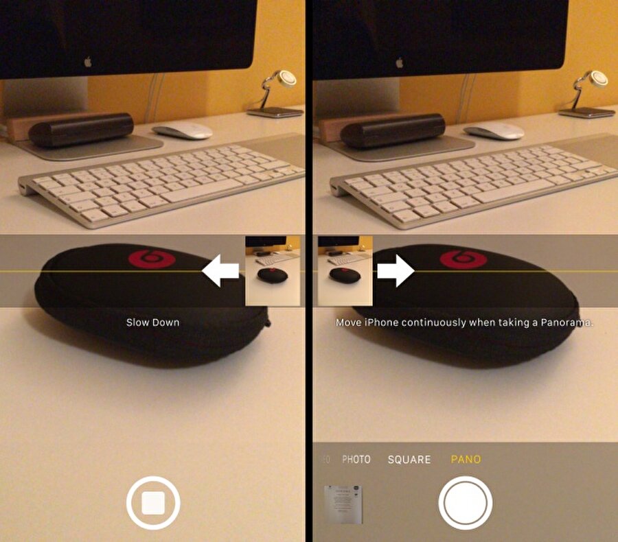 Panorama modunun yönünü değiştirme

                                    iPhone'lardaki kamera uygulamasında varsayılan olarak gelen Panorama modu, sağdan sola şekilde programlanmış olarak sunuluyor. Lakin bunu soldan sağa şekilde değiştirebilmek de mümkün. Bunun için ok işareti üzerine tıklamak yeterli.
                                