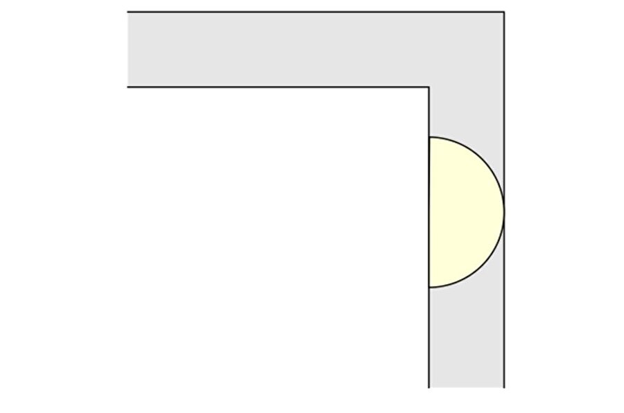 İkinci çözüm ise 1 birim yarıçapına sahip bir yarımküre 

                                    Yine ilk çözümde olduğu gibi bu şekildeki bir eşya da sorunsuz şekilde taşınmakta. Fakat bu şekil de yine en büyük alana sahip değil.
                                