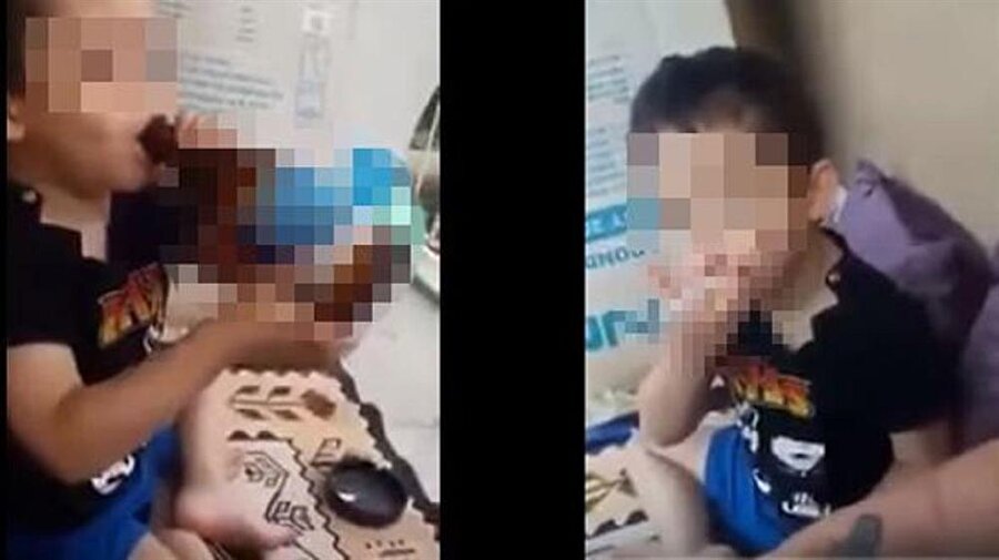 ​Küçük çocuğa alkol ve sigara içirip kayda aldılar 