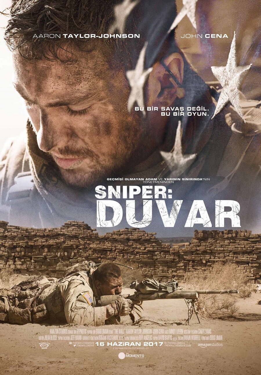 Sniper: Duvar
Konusu: Doug Liman'ın yönettiği "Sniper: Duvar" adlı filmin başrollerinde Aaron Taylor-Johnson, John Cena ve Laith Nakli oynuyor.
Senaryosu Dwain Worrell'e ait olan film, aralarında dağılmaya başlayan bir duvar dışında bir şey olmayan ve Iraklı bir keskin nişancı tarafından kapana kısılan iki Amerikan askerinin psikolojik gerilim hikayesini odağına alıyor.