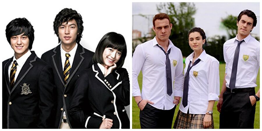 Boys Over Flowers - Güneşi Beklerken

                                    
                                    
                                
                                Shinwa Lisesi, Kore'nin en zengin grubu Shinwa'ya ait, sadece özel ailelerin ve çok zenginlerin çocuklarının alındığı bir okuldur. Okulun en prestijli ailelerinden ve çocukluklarından beri arkadaş olan dört öğrencinin kurduğu F4 isimli bir grup vardır. Hepsi çok yakışıklı olduğu için tüm okul kızları tarafından çığlık çığlığa karşılanırlar. Aynı zamanda canları istediğinde istediği kişilere kötülük edip, kafayı taktıklarına kırmızı bir kart bırakacak tüm okulun eziyet etmesine müsaade ederler.
Bir gün, ailesinin kuru temizlemeci dükkanında çalışan Geum Jan-Di (Ku Hye-Sun), bu okula kuru temizleme siparişi götürdüğünde, F4 tarafından gördüğü eziyetler sonucu intihar etmek üzere olan bir öğrenciyi kurtarır. Olay medyada geniş bulur ve okulun öğrencilerinin mutsuzlukları gündeme gelir. Medyanın baskısından uzak kalabilmek için Shinwa Yönetimi tarafından Jan-Di, okula burslu olarak kabul edilir. Okula başlayan Jan-Di'nin huysuz, ters ve dobra tavırlarına kızan F4, kırmızı kartı Jan-Di'ye de bırakır ve Geum Jan-Di'ye eziyetler başlar.
Özellikle Shinwa Grubunun ve Okulun da sahibi, F4'ün de lideri olan; gaddar, korkulması gereken biri olarak tanınan Go Jun-Pyo (Lee Min-Hoo) tarafından türlü oyunlara, ağır şakalara maruz kalan Jan-Di tavrından taviz vermeyip F4 ile bir mücadele içine girer. Jun-Pyo'ya elinden geleni yapar ve ağzına geleni söyler.
Jun-Pyo, milli felaket yakışıklısı, ilk kez kendisine karşı gelen, lafını gediğine koyan ve kendisine hayranlık göstermeyen bir kız ile karşılaşınca etkilenir, yavaş yavaş Jan-Di'ye aşık olur. Jan-Di'yi etkileyebilmek için elinden geleni yapar. Her yerde karşısına çıkmaya ve ona türlü jestler yapmaya başlar. Ancak Jan-Di, Jun-Pyo'dan nefret eder ve ona kesinlikle taviz vermez, bir araya geldiklerinde aralarında hep bir gerilim oluşur. Çünkü, Jan-Di'nin esas etkilendiği kişi, keman ve piyano çalan bir müzisyen, ağırbaşlı, sakin, yakışıklı, anlayışlı, kendi halinde biri olan Yun Ji-Hu (Kim Hyun-Joong)'dur. Jin-Hu, Jan-Di'ye her zor anında destek olur ve tüm okul Jan-Di'ye eziyet ederken onu korur. Onu koruyucusu olarak gören Jan-Di, Ji-Hu'dan hoşlanmaya başlar. Ne var ki Jin-Hu çocukluk aşkı olan Min Seo-Hyun'a (Kim So-Eun) aşıktır.