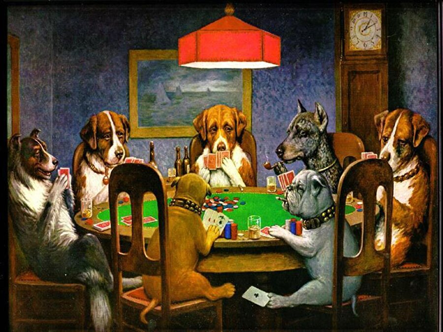 Poker Oynayan Köpekler

                                    1903 yılında Cassius Marcellus Coolidge tarafından, bir puro firmasının reklamları için hazırlan "insanlaştırılmış köpekli" yağlı boya tablo serisi. Toplam 16 tane tablo vardır; dokuz tanesi, Amerikan işçi sınıfının ev döşeme zevkini yansıtmalarıyla ünlenmişlerdir.
                                