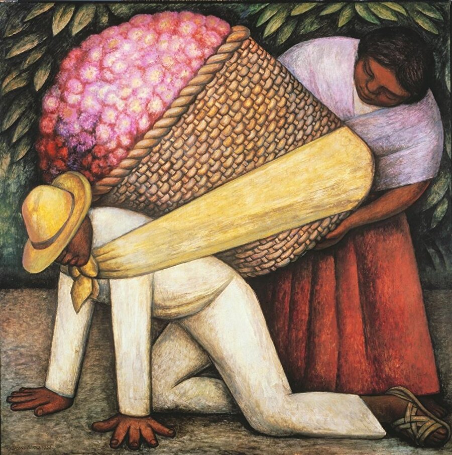 Çiçek Hamalı

                                    Diego Rivera, 20. yüzyılın başlarında ünlenmiş, Meksika'nın en
büyük ressamlarından biridir. Özellikle çok geniş ölçülerdeki
duvar resimleri (mural) ile tanınan ressam başta Meksiko olmak
üzere birçok Meksika şehrinde ve ABD'de San Fransisko, Detroit
ve New York'ta görkemli duvar resimleri yapmıştır.
                                