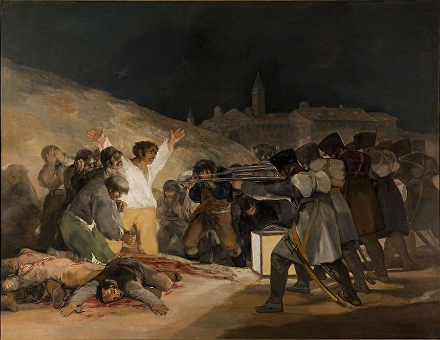 3 Mayıs

                                    Goya, eserini Fransızların 1808’de Madrid’i işgali sırasında, Napolyon’un askerlerine direnen ve çaresiz kalan İspanyolların anısına resmetmiştir. Tablo, kanlı bir savaşı resmederek, tarihe ışık tuttuğu için önemlidir.
                                