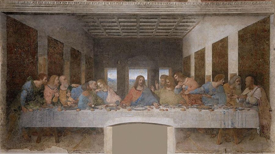 Son Akşam Yemeği

                                    Leonardo da Vinci‘ nin 1495 yılında Milano’da, Duke Lodovico Sforza’ ın isteği üzerine Santa Maria Dele Grazie manastırının duvarında resmetmeye başlayıp ve 1498′ te tamamladığı ünlü eseri, Hristiyan inanışına göre Hz. İsa’nın son akşam yemeğini anlatıyor.
                                
