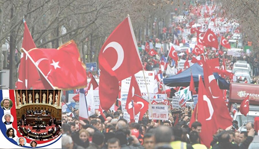 2012 yılında Fransa’da kabul edilen ‘soykırım’ tasarısının ardından Avrupa’daki milyonlarca Türk kararı protesto etmişti.
