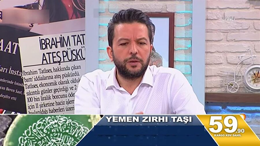 Yemen Zırhı Taşı
Reklamlarında Nihat Doğan’ın boy gösterdiği bu taşı; insanları tüm tehlikelerden, belalardan, fakirlikten, tembellikten, nazardan, büyüden, hastalıktan ve uykusuzluktan koruduğu iddia ediliyor. Üstelik 59.90 tl’ye, kargo ve kdv’de dahil.
Konuya, “Taştan maştan medet umulmaz kardeşim” diye giriş yapan Nihat Doğan’ın reklam boyunca bir taşı öve öve bitirememesi de ayrıca takdire şayan.