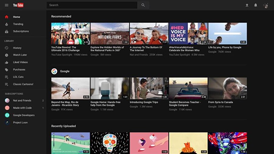YouTube yeni tasarım