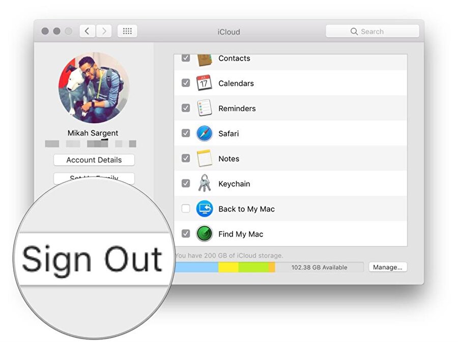 iCloud'u devre dışı bırakın: Oturum kapatma işlemlerine iCloud hesabıyla devam edin. 

                                    iTunes ve FileVault'un ardından iCloud'un da pasif hale getirilmesi şart. Bu işlemi gerçekleştirmek de çok basit. Zira yine Sistem Tercihleri bölümü üzerinden "iCloud" kısmına erişip, sol altta bulunan "Sign Out" ya da "Oturumu Kapat" düğmesine tıklamak yeterli.
                                