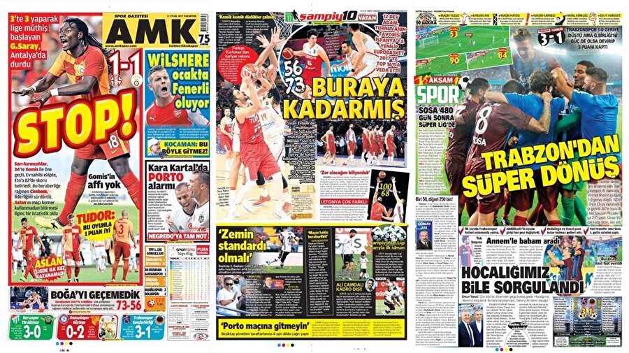 11 Eylül Gazete Manşetleri