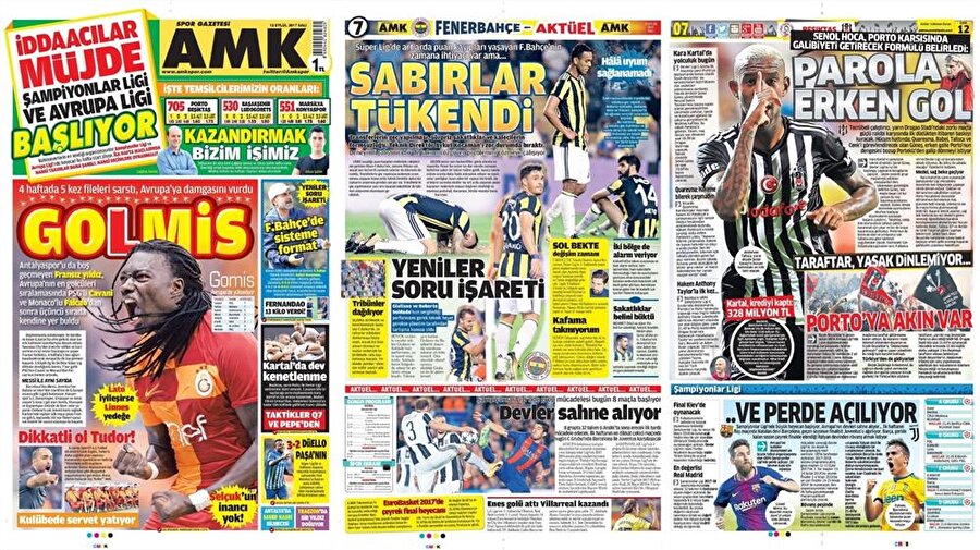 12 Eylül Gazete Manşetleri