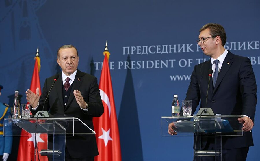 Cumhurbaşkanı Erdoğan ile Sırbistan Cumhurbaşkanı Vucic 