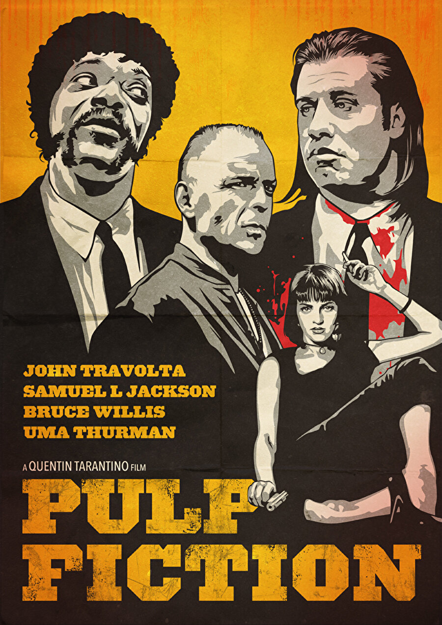 Pulp Fiction
Yönetmen: Quentin Tarantinoİki sevgili olan Honey Bunny ve Pumpkin, hayatlarına biraz daha heyecan katmak için bir soygun planlarlar. Aynı anda iki eski kulağı kesik gangster olan Vincent Vega ve Jules, günlük işlerinden birini yapmak için birkaç sahtekarın peşine düşerler. Cesur bir boksör ise kendisine gelen şike teklifini reddederek şehirden kaçar. Olaylar silsilesi bir şekilde bu aykırı tiplerin hepsini bir araya getirir ve seyirciler çözülmesi zor bir düğümle karşı karşıya kalır.John Travolta, Samuel L Jackson, Bruce Willis, Uma Thurman, Harvey Keitel ve sayısız ünlü oyuncu Tarantino imzalı bu popüler kültür baş yapıtında bir araya geliyorlar. Pulp Fiction 1994 yılında 7 dalda Oscar’a aday gösterilmiş ve En iyi Orijinal Senaryo Oscar’ını kazanmıştır. Ayrıca yine aynı yılda 1994 Cannes Film Festival’inde en iyi film ödülü olan Altın Palmiye Ödülü’ne layık görülmüştür.