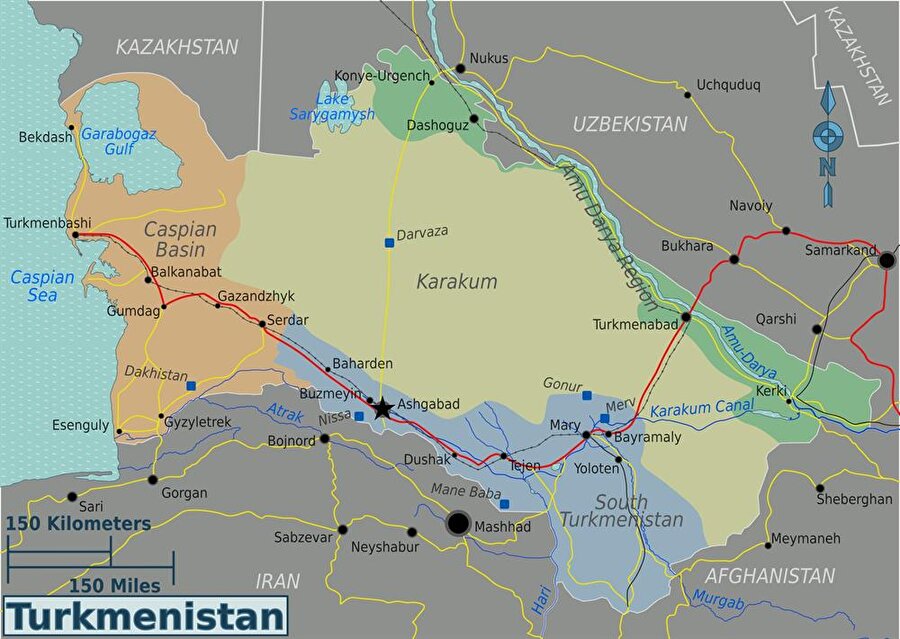 Ülkenin beşte dördü çöllerden oluşmaktadır. Dünyanın en büyük çölleri arasında yer alan ve ülkenin yüzde 80’ini oluşturan 350.000 km2’lik Karakum Çölü’de bu ülkededir.

                                    
                                    
                                    
                                
                                
                                