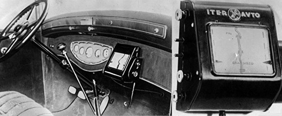 Araç içerisinde kullanılan ilk navigasyon: 1930 yılında İtalyanlar tarafından geliştirilmiş İlter Ayto isimli navigasyon cihazına sahip araç hız göstergesine bağlı çalışıyordu. 

                                    
                                    
                                
                                