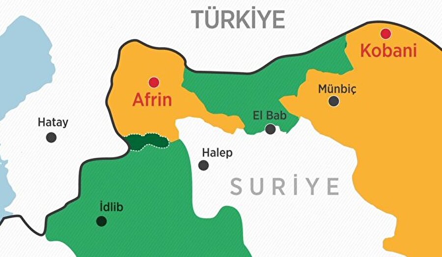 Güneyinde muhalifler, güneydoğusunda Esed rejimine bağlı güçler, kuzey, batı ve doğusunda ise Türkiye destekli muhalifler bulunuyor.

                                    
                                    
                                
                                