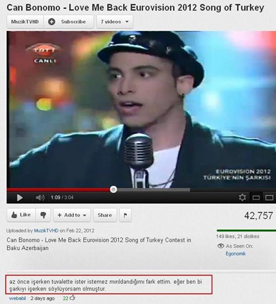 Can Bonomo eurovision şarkısı

                                    Arkadaşımızın müzik kulağı biraz garip çalışıyor..
                                