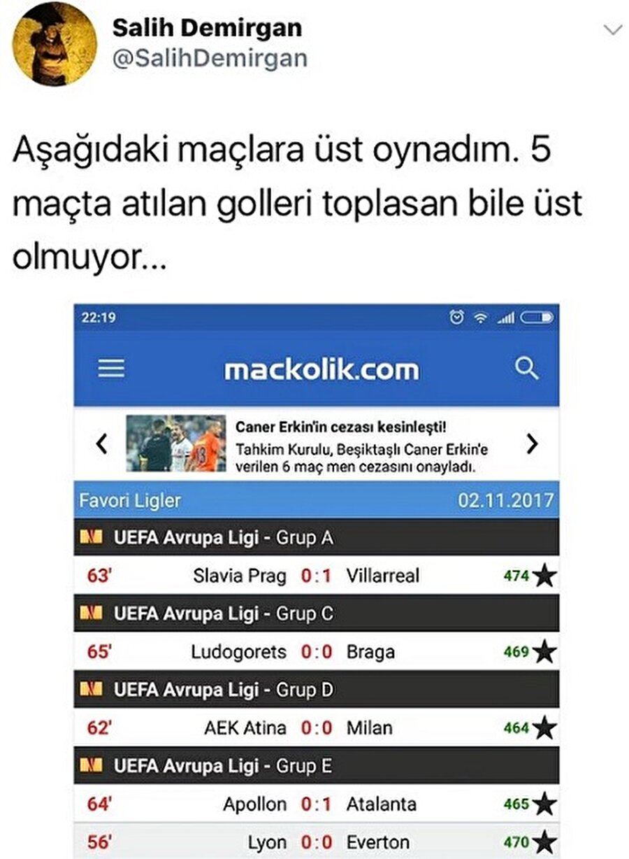 Aşağıdaki maçlara üst oynadım

                                    
                                    Maçlarına hepsini toplasak Üst olmuyor...
                                
                                