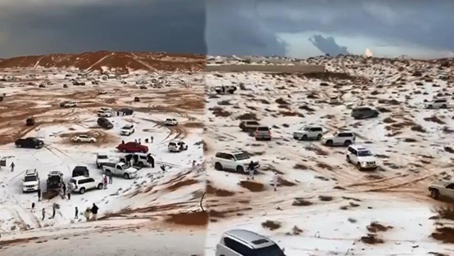 Birleşik Arap Emirlikleri'nde çöle kar yağdı!