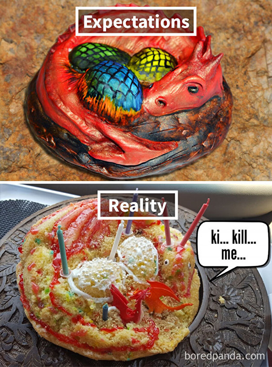 Ejderha Pastası
Bu fotoğrafı paylaşan abi "Eşim annesinin doğum günü için ejderha pastası yaptı" demiş. 