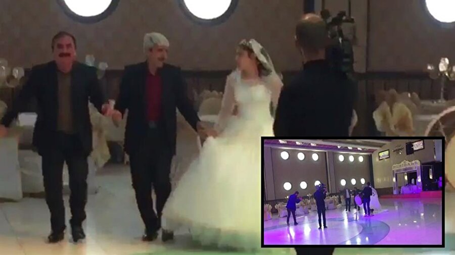 Halayı gelin ve damat ile birkaç kişi çekti.