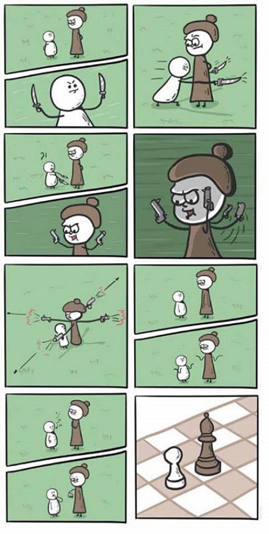 ​Satrançta fil ile piyon yan yana gelirse...